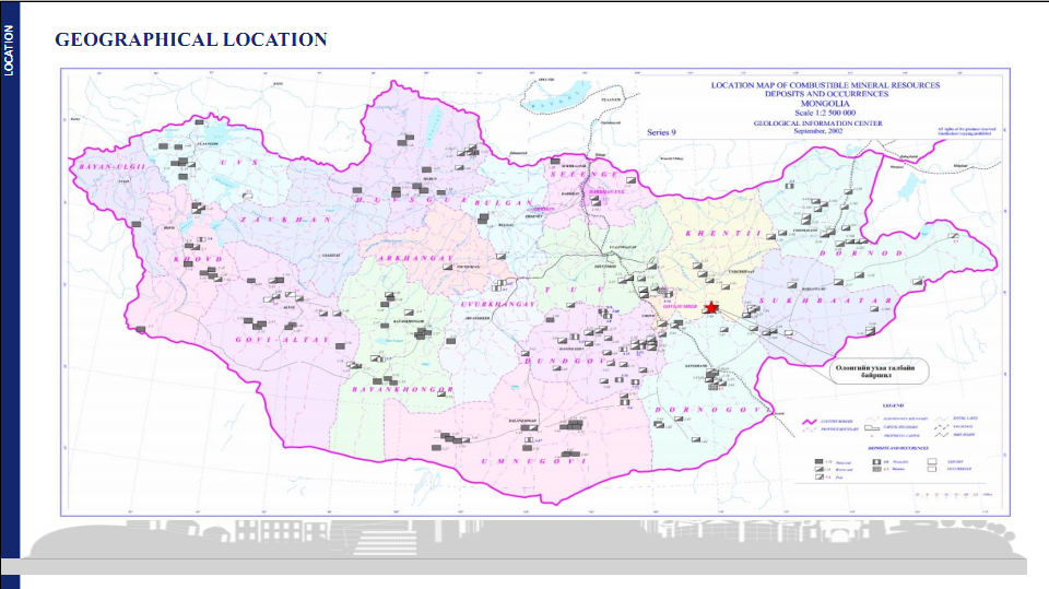 蒙古国东南地区东戈壁省- 5条煤层资源量合计7360万吨
